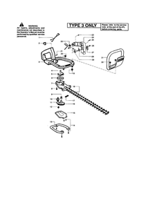 Blade/Handle/Clutch Diagram and Parts List for GHT180 Type 3 Weed Eater Hedge Trimmer